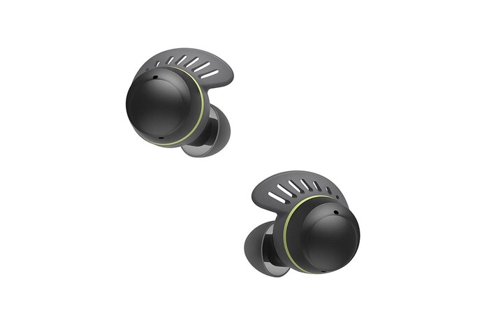 LG Écouteurs Bluetooth véritablement sans fil TONE Free<sup>MD</sup> Fit TF8 de LG dotés de la technologie SwivelGrip, et boîtier de recharge UVnano+, TONE-TF8