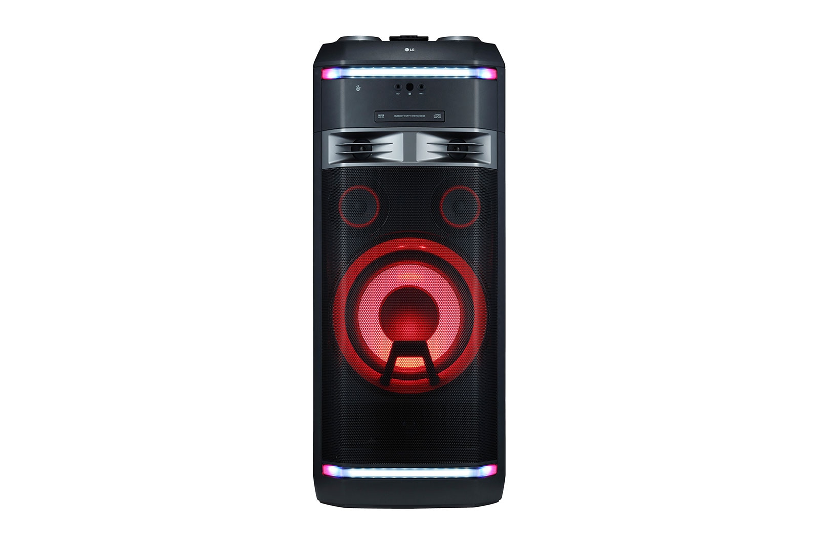 Vue avant de Système de divertissement à domicile XBOOM de 1 800 W de LG avec karaoké et effets OK99