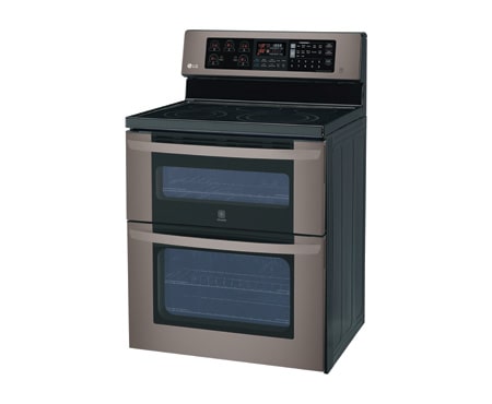 LG CUISINIÈRE ÉLECTRIQUE À FOUR DOUBLE DE 6,7 PI3 AVEC GRIL INFRAROUGE DE LA GAMME EN ACIER INOXYDABLE NOIR DE LG, LDE3037BD