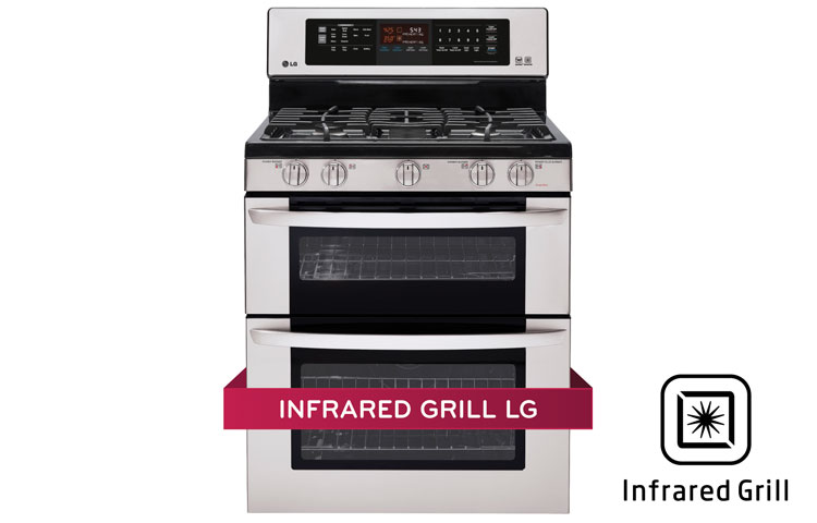 Vue avant de Cuisinière à gaz à four double de 6,1 pi 3 avec Infrared Grill LDG3037ST