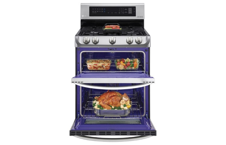 LG Cuisinière au gaz à four double de 6,9 pi 3 dotée du système ProBake Convection MC , de la technologie EasyClean MD Express et d’une grille coulissante, LDG5315ST