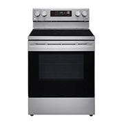 Vue avant de Cuisinière électrique intelligente de 6,3 pi3 avec Wi-Fi, convection par ventilateur, technologie AirFry et fonctionnalité EasyClean<sup>MD</sup> LREL6323S