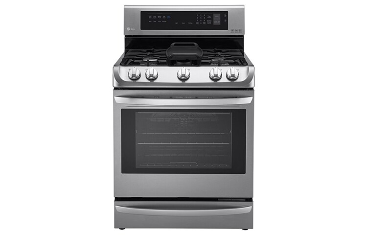 Vue avant de Cuisinière au gaz de 6,3 pi 3 dotée du système ProBakeConvection<sup>MC</sup> et de la technologie EasyClean<sup>MD</sup> Express  LRG5115ST