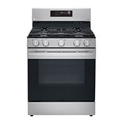 Vue avant de Cuisinière au gaz intelligente de 5,8 pi3 avec Wi-Fi, convection par ventilateur, technologie AirFry et fonctionnalité EasyClean<sup>MD</sup> LRGL5823S