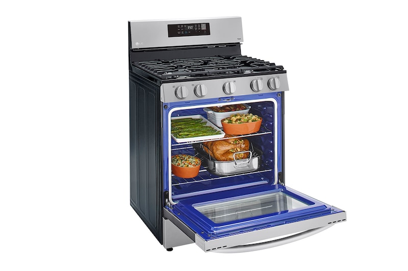 LG Cuisinière au gaz intelligente de 5,8 pi3 avec Wi-Fi, convection par ventilateur, technologie AirFry et fonctionnalité EasyClean<sup>MD</sup>, LRGL5823S