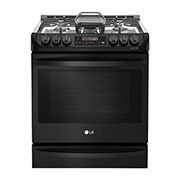 Vue avant de Cuisinière intelligente au gaz encastrable à four simple de 6,3 pi³ avec Wi-Fi et ProBakeConvection<sup>MC</sup> LSG4515BM