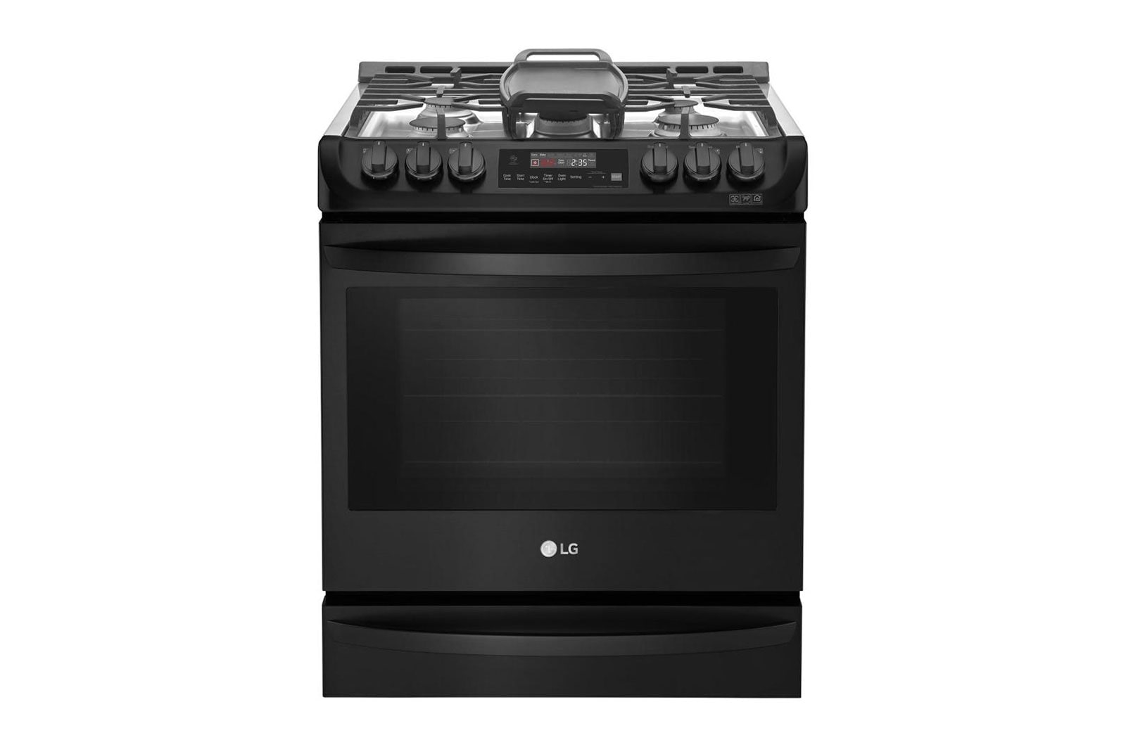 Vue avant de Cuisinière intelligente au gaz encastrable à four simple de 6,3 pi³ avec Wi-Fi et ProBakeConvection<sup>MC</sup> LSG4515BM