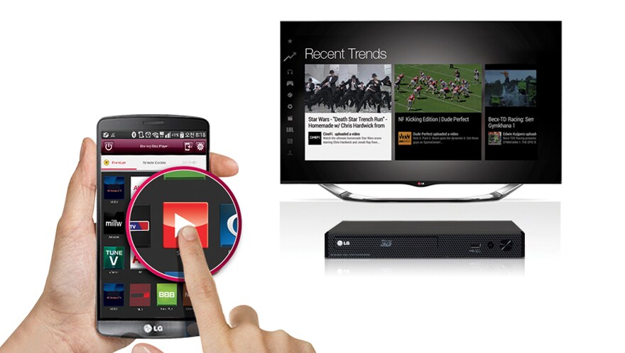 Accès direct au contenu en ligne avec l'application de télécommande