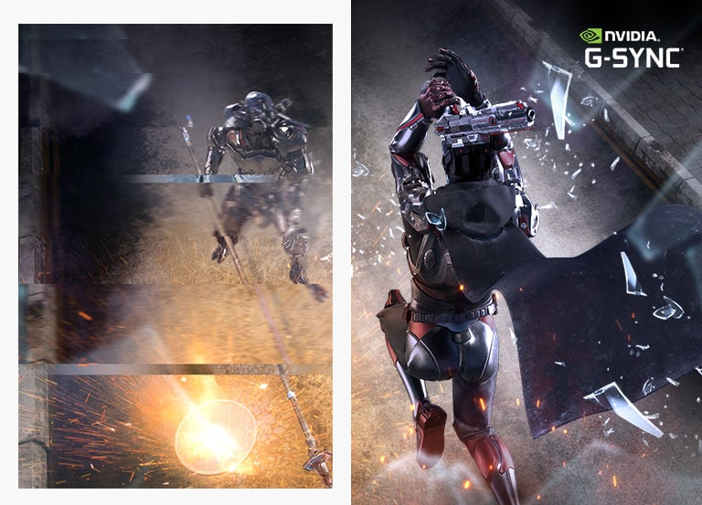 Comparaison entre le mouvement de jeu avec et sans la prise en charge de G-SYNCMD.