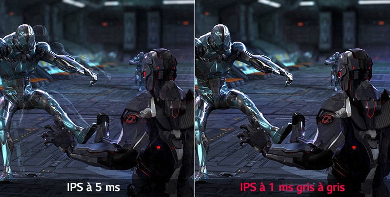 comparaison de l'image rémanente avec IPS 5 ms et IPS 1 ms