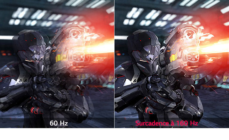 comparaison du mouvement de jeu fluide avec 60 Hz et une surcadence à 160 Hz