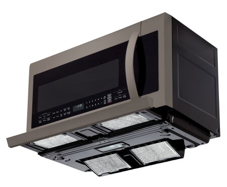 LG FOUR À MICRO-ONDES À HOTTE INTÉGRÉE DE CAPACITÉ SUPÉRIEURE DE LA GAMME EN ACIER INOXYDABLE NOIR DE LG , LMV2257BD