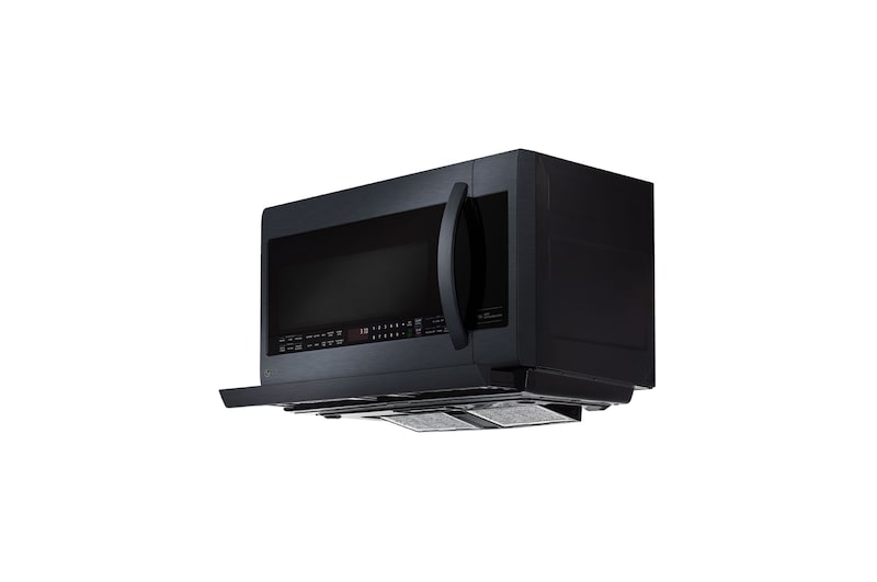 LG Four à micro-ondes d’une capacité supérieure de2,2 pi³ avec hotte intégrée coulissante ExtendaVent<sup>MC</sup> de deuxième génération et intérieur EasyClean<sup>MC</sup>, LMV2257BM