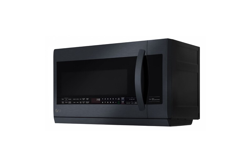 LG Four à micro-ondes d’une capacité supérieure de2,2 pi³ avec hotte intégrée coulissante ExtendaVent<sup>MC</sup> de deuxième génération et intérieur EasyClean<sup>MC</sup>, LMV2257BM