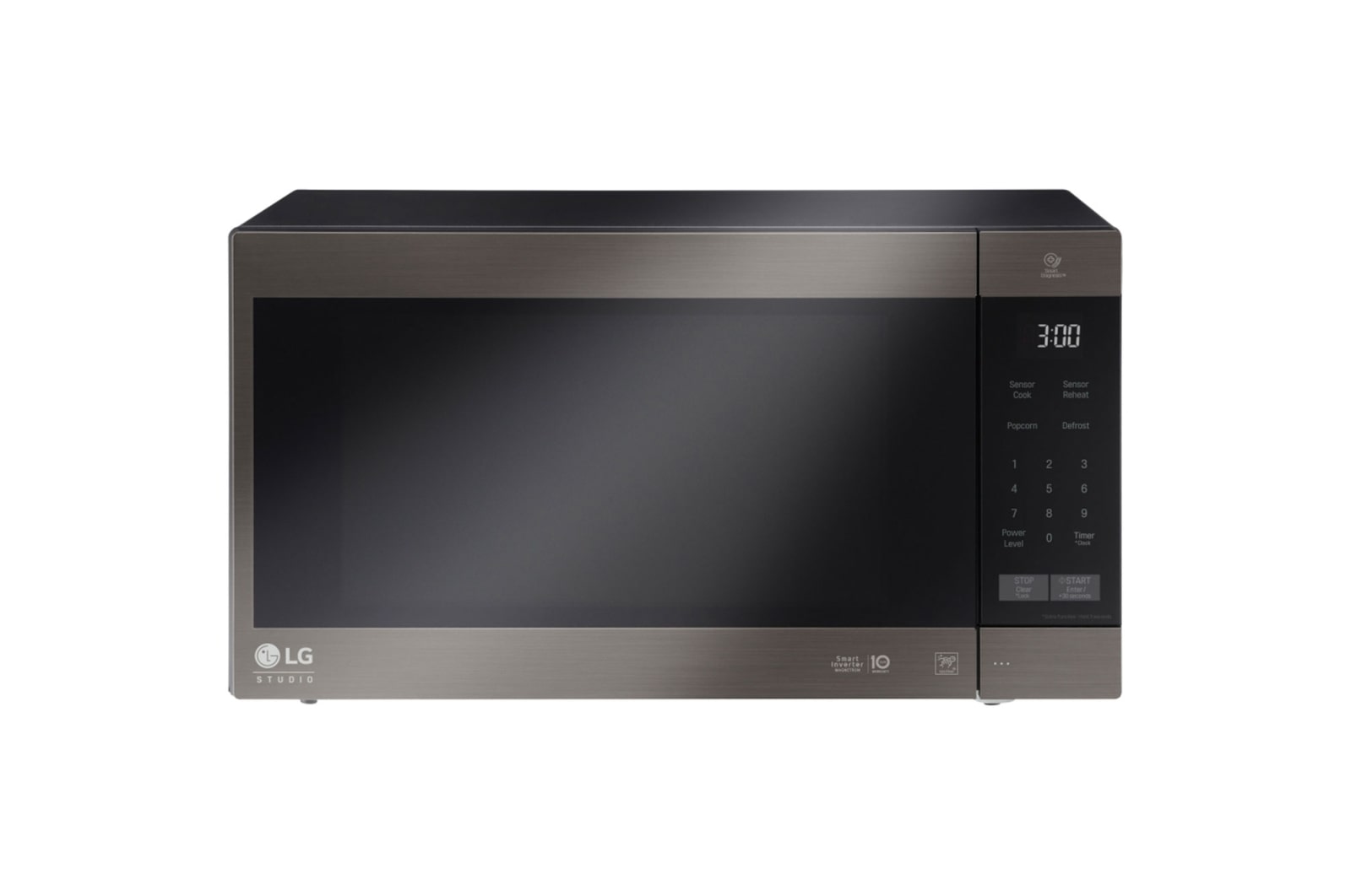 Vue avant de Four à micro-ondes de comptoir NeoChef<sup>MC</sup> de 2,0 pi<sup>3</sup> de la gamme LG STUDIO doté du système intelligent à inversion et de la fonctionnalité EasyClean<sup>MD</sup> LSRM2085BD