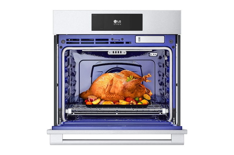 LG Four électrique mural encastrable simple intelligent de 4,7 pi³ avec les technologies InstaView<sup>MD</sup>, Air Fry et Vapeur Sous Vide de LG STUDIO, WSES4728F