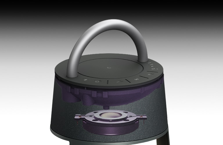 Image montrant le haut-parleur d’aigus en titane sur le dessus du XBOOM 360.