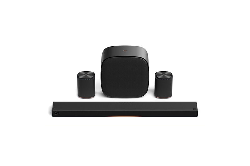 Vue avant de Système Immersive Suite 5 Pro du système Sound Suite de LG M5M5W7H7