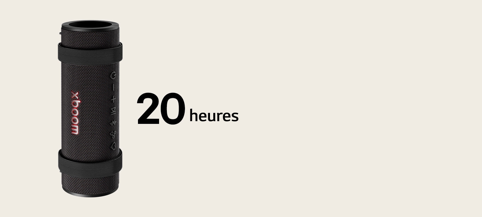 Le xboom Grab est placé à la verticale.