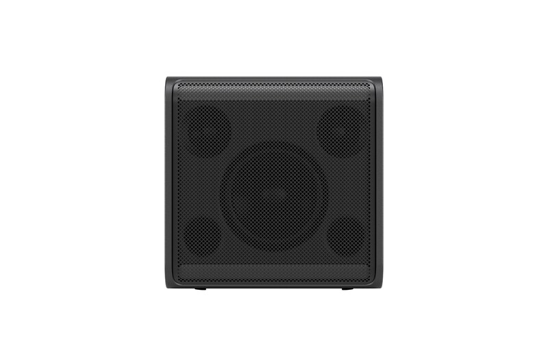 Vue de face de LG xboom Stage 301 par will.i.am | Enceinte Bluetooth portable | Son signature xboom pour les fêtes et les scènes