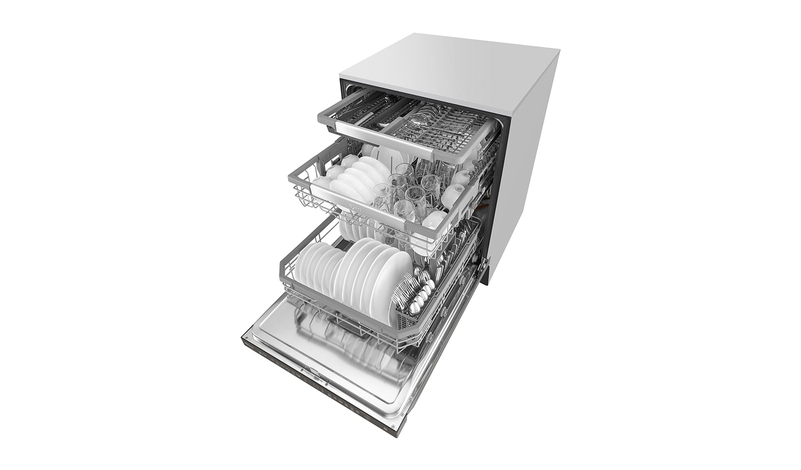 LG Lave-vaisselle à commande frontale avec QuadWash<sup>MC</sup> et 3e panier ajustable en hauteur, LDP6797BD