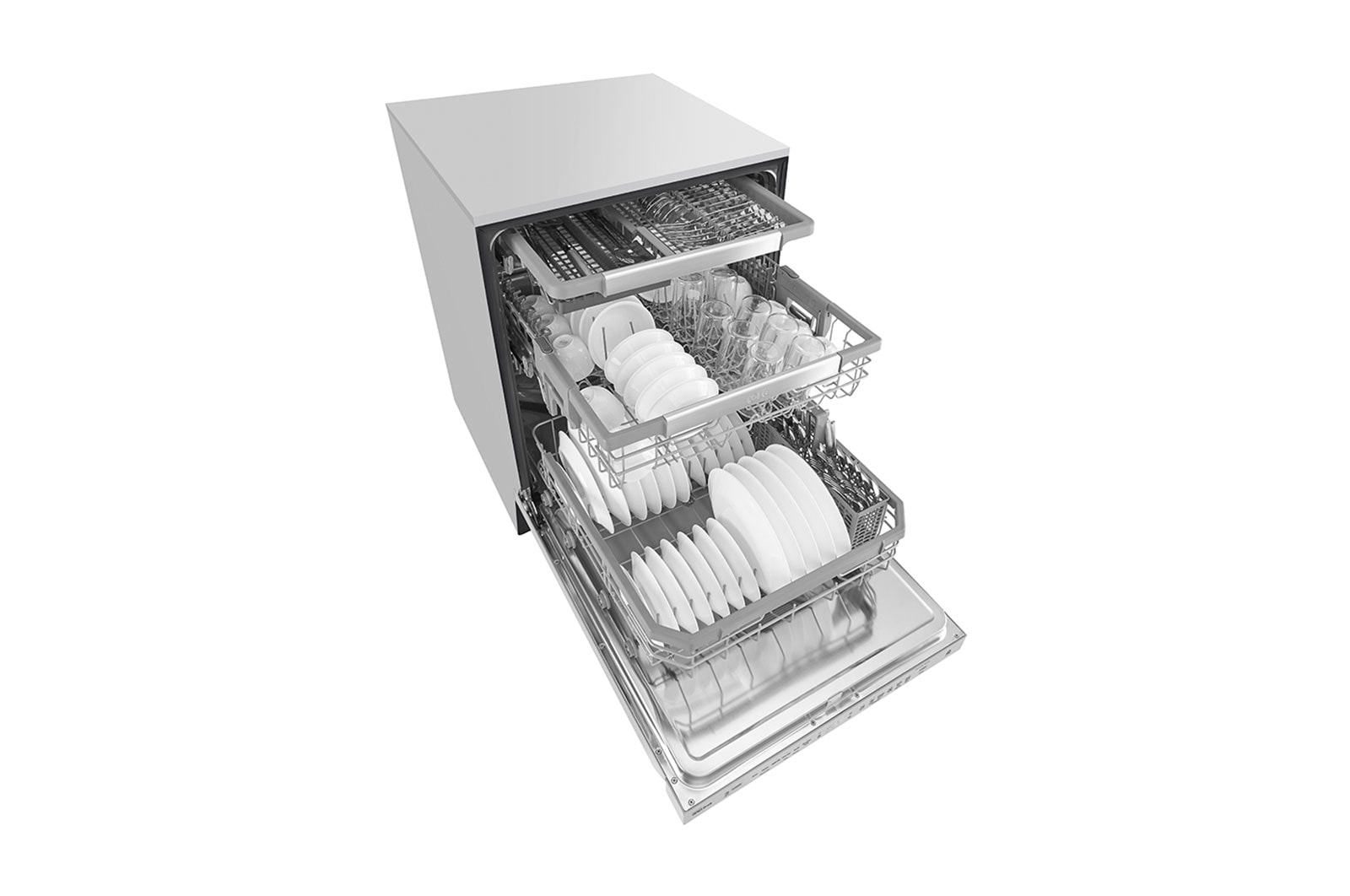 LG Lave-vaisselle à commande frontale résistant aux taches avec QuadWash®, connectivité Wi-Fi et 3e panier, LDP6797SS