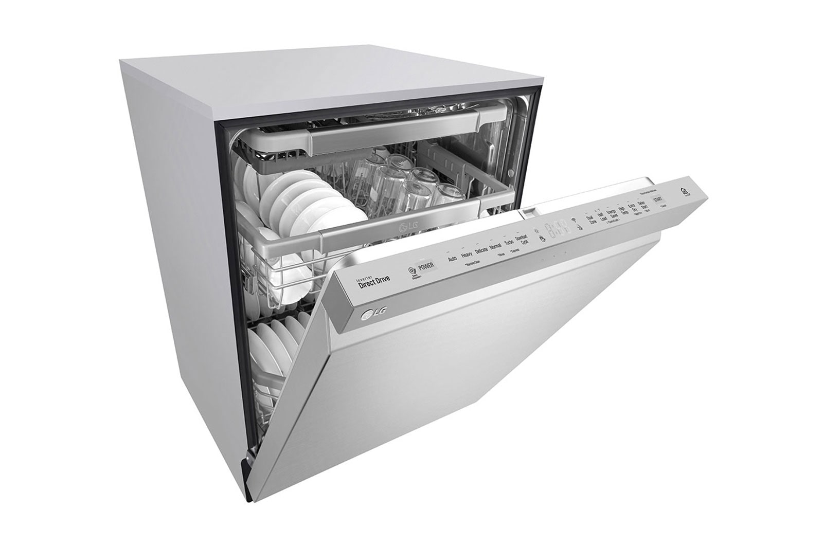 LG Lave-vaisselle à commande frontale résistant aux taches avec QuadWash®, connectivité Wi-Fi et 3e panier, LDP6797SS