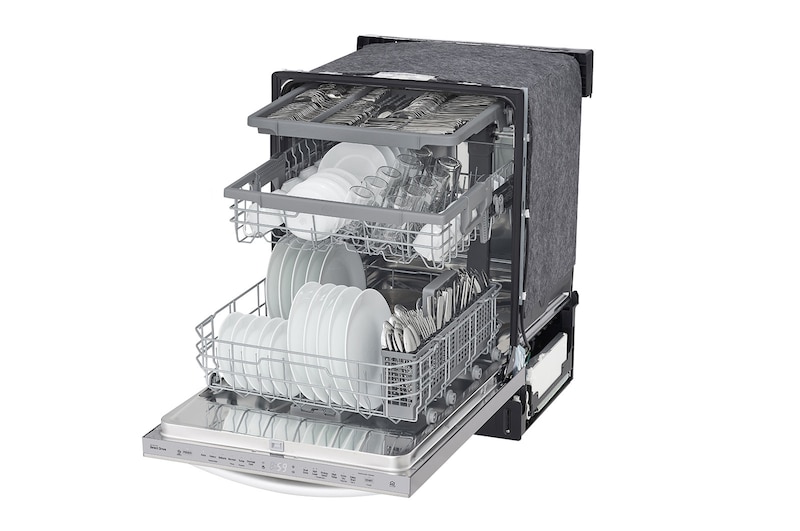 LG Lave-vaisselle à commande sur le dessus résistant aux taches avec QuadWash®, connectivité Wi-Fi et 3e panier, LDT5678SS