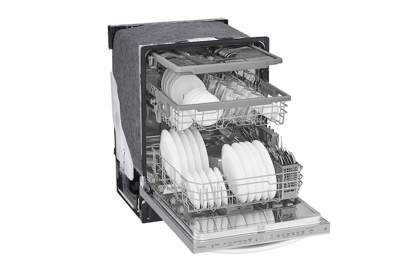 LG Lave-vaisselle à commande sur le dessus résistant aux taches avec QuadWash®, connectivité Wi-Fi et 3e panier, LDT5678SS