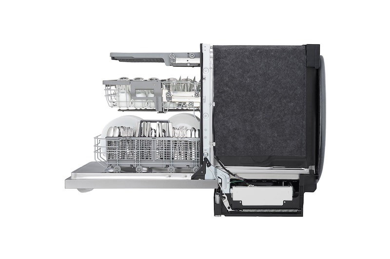 LG Lave-vaisselle à commande sur le dessus résistant aux taches avec QuadWash®, connectivité Wi-Fi et 3e panier, LDT5678SS