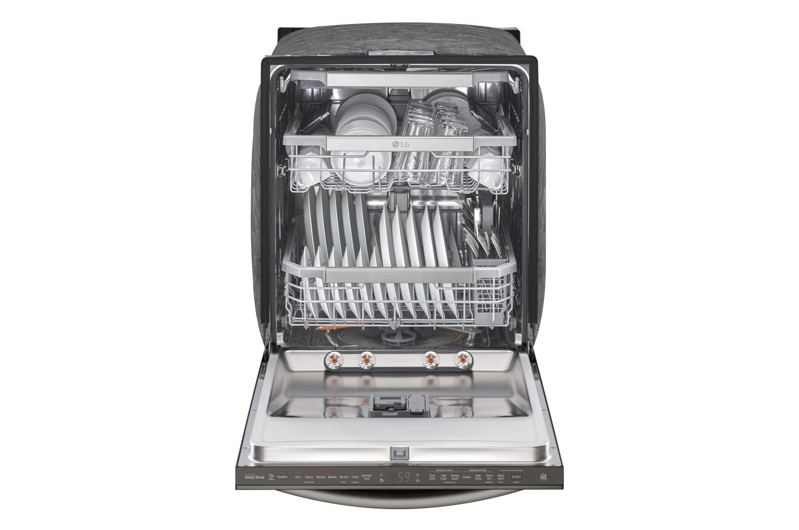 LG Bientôt en vente : Lave-vaisselle à commandes sur le dessus avec TrueSteam<sup>MD</sup> et système QuadWash<sup>MC</sup>, prenant en charge le Wi-Fi, LDT7808BD