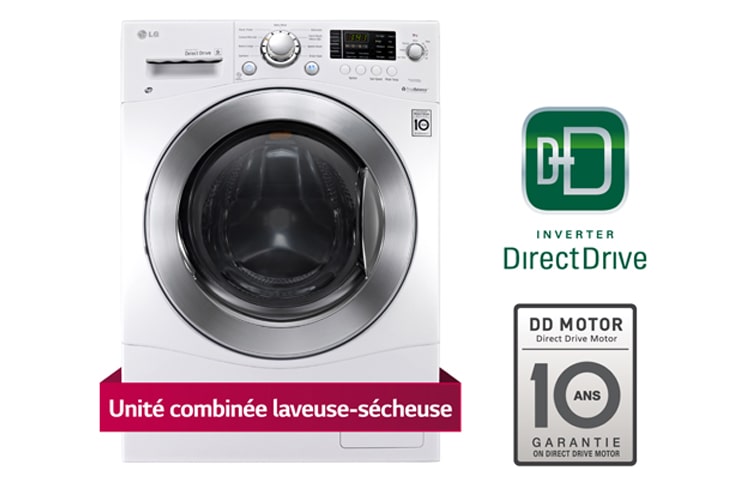 Vue avant de Unité combinée laveuse à chargement frontal et sécheuse tout-en-un, de 24 po et 2,6 pi 3 avec technologie 6Motion MC  WM3477HW