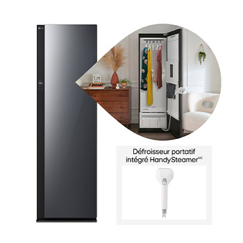 Vue avant de Armoire à vapeur LG Styler🅫 avec technologie TrueSteam🅫 et Dynamic MovingHanger🅫 | 5 Cintres, Miroir SC5GMR80H