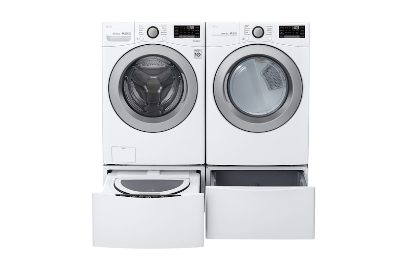 LG Ensemble TWINWash<sup>MC</sup> de LG d‘une capacité de 6,3 pi³ avec laveuse Piédestal  et sécheuse électrique de LG, WM3500CW_WD100CW_DLE3500W_WDP4W