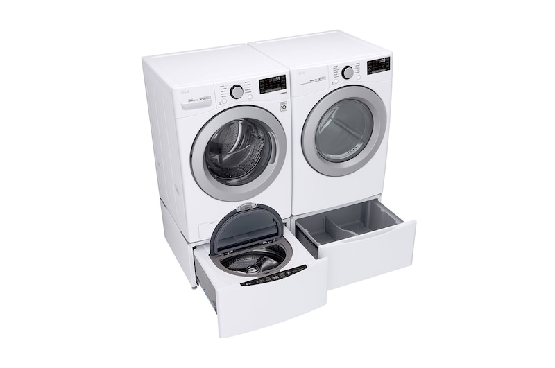 LG Ensemble TWINWash<sup>MC</sup> de LG d‘une capacité de 6,3 pi³ avec laveuse Piédestal  et sécheuse électrique de LG, WM3500CW_WD100CW_DLE3500W_WDP4W