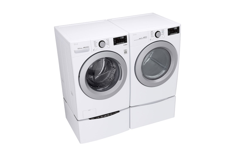 LG Ensemble TWINWash<sup>MC</sup> de LG d‘une capacité de 6,3 pi³ avec laveuse Piédestal  et sécheuse électrique de LG, WM3500CW_WD100CW_DLE3500W_WDP4W
