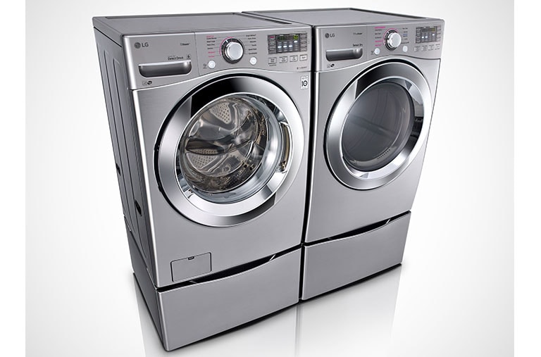 LG Ensemble TWINWash<sup>MC</sup> de LG d‘une capacité de 6,3 pi³ avec laveuse SideKick<sup>MC</sup> et sécheuse électrique de LG, WM3670HVA_WD100CV_DLEX3370V_WDP4V