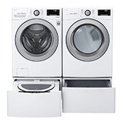 LG Ensemble TWINWash<sup>MC</sup> de LG d‘une capacité de 6,3 pi³ avec laveuse Piédestal  et sécheuse au gaz de LG, WM3500CW_WD100CW_DLG3501W_WDP4W