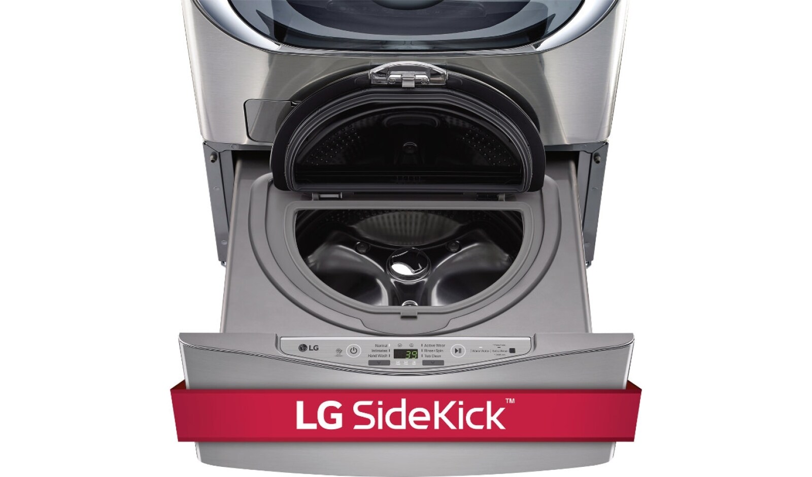 LG Ensemble TWINWash<sup>MC</sup> de LG d‘une capacité de 7,1 pi³ avec laveuse Piédestal et sécheuse au gaz de LG, WM9000HVA_WD200CV_DLGX9001V_WDP5V