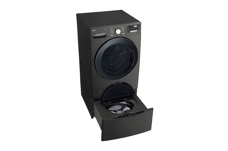 LG Ensemble TWINWash<sup>MC</sup> de LG d‘une capacité de 6,3 pi³ avec laveuse Piédestal LG, WM3800HBA_WD100CB