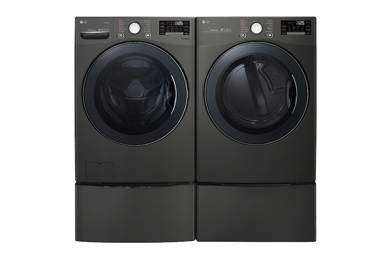 LG Ensemble TWINWash<sup>MC</sup> de LG d‘une capacité de 6,3 pi³ avec laveuse Piédestal LG, WM3800HBA_WD100CB
