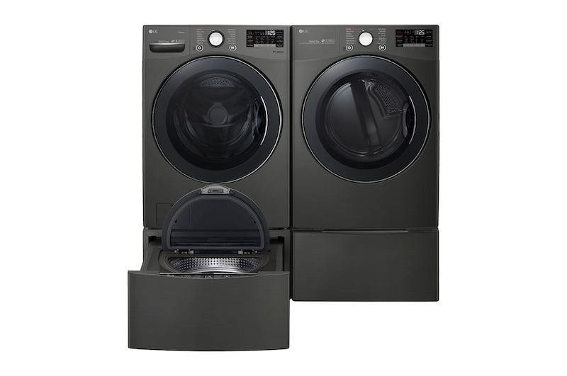 LG Ensemble TWINWash<sup>MC</sup> de LG d‘une capacité de 6,3 pi³ avec laveuse Piédestal LG, WM3800HBA_WD100CB
