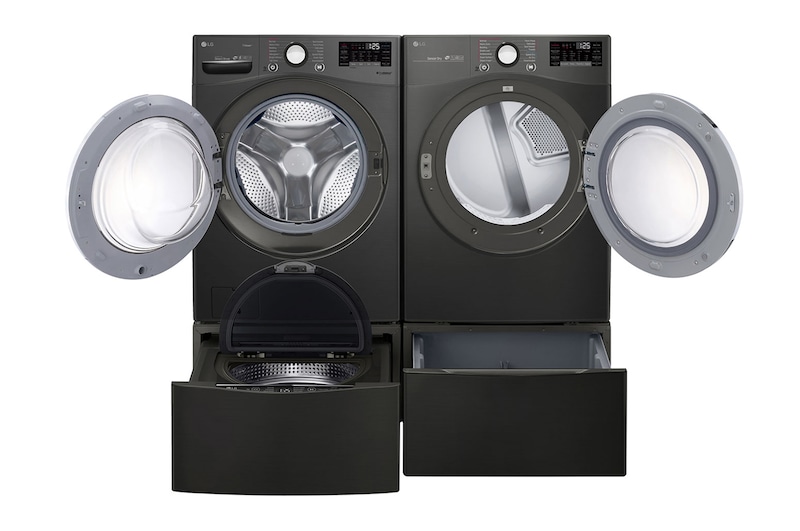 LG Ensemble TWINWash<sup>MC</sup> de LG d‘une capacité de 6,3 pi³ avec laveuse Piédestal LG, WM3800HBA_WD100CB