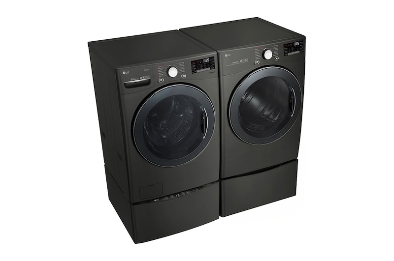 LG Ensemble TWINWash<sup>MC</sup> de LG d‘une capacité de 6,3 pi³ avec laveuse Piédestal LG, WM3800HBA_WD100CB