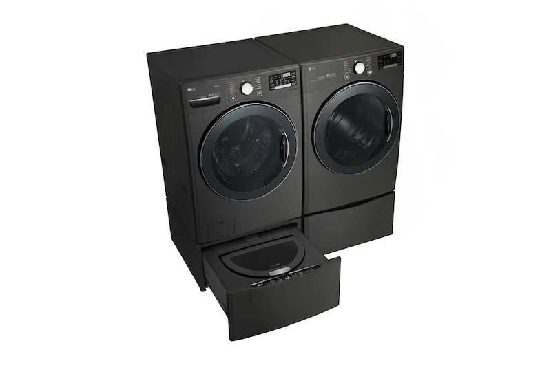 LG Ensemble TWINWash<sup>MC</sup> de LG d‘une capacité de 6,3 pi³ avec laveuse Piédestal LG, WM3800HBA_WD100CB