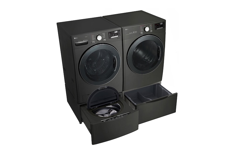 LG Ensemble TWINWash<sup>MC</sup> de LG d‘une capacité de 6,3 pi³ avec laveuse Piédestal LG, WM3800HBA_WD100CB