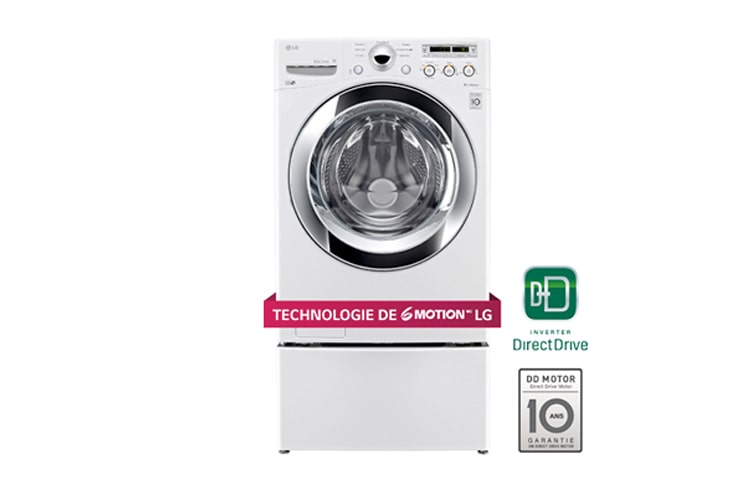 Vue avant de Laveuse à chargement frontal à super grande capacité de 4,6 pi 3 avec la technologie 6Motion MC  WM3055CW