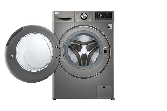 Vue latérale du LG Laveuse-sécheuse de 2,6 pi³, AI DD🅫, TurboWash🅫, vapeur - WM3555HVA