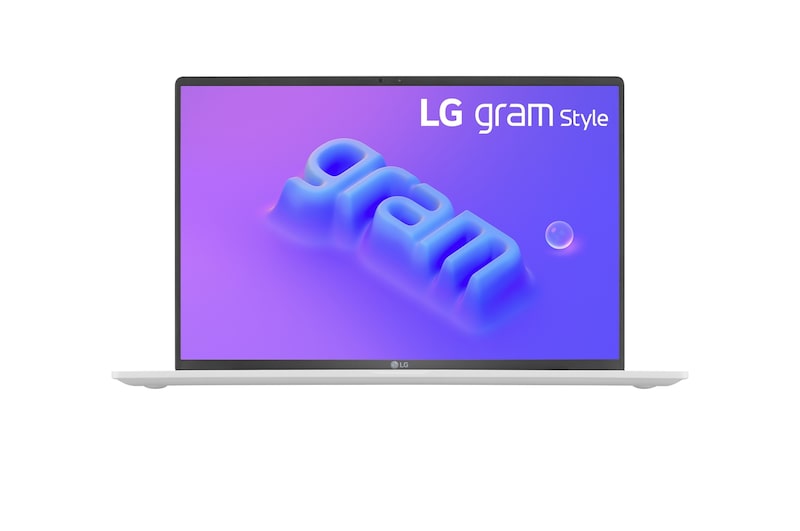 Vue avant de LG gram Style 16 po ultraléger avec écran OLED 16:10 et processeurs Intel<sup>MD</sup> Evo 13ᵉ génération | Windows 11 Home 16Z90RS-K.AA74A9