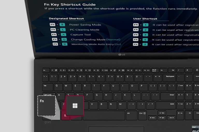 L’animation montre que l’écran des raccourcis clavier est affiché.